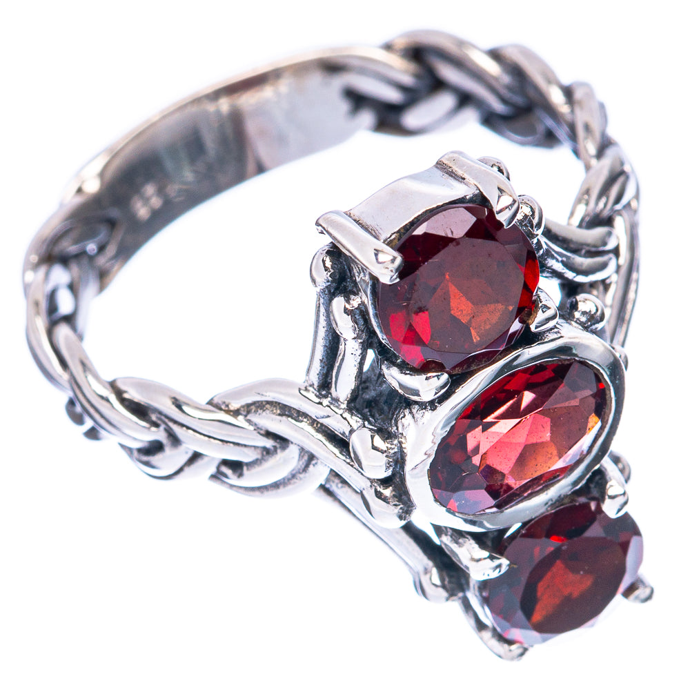 Garnet Ring Size 8.25 (925 Sterling Silver) R3118