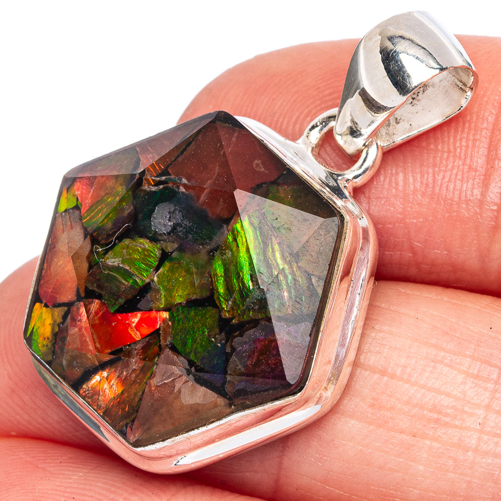 Ammolite Pendant 1 1/4" (925 Sterling Silver) P40435