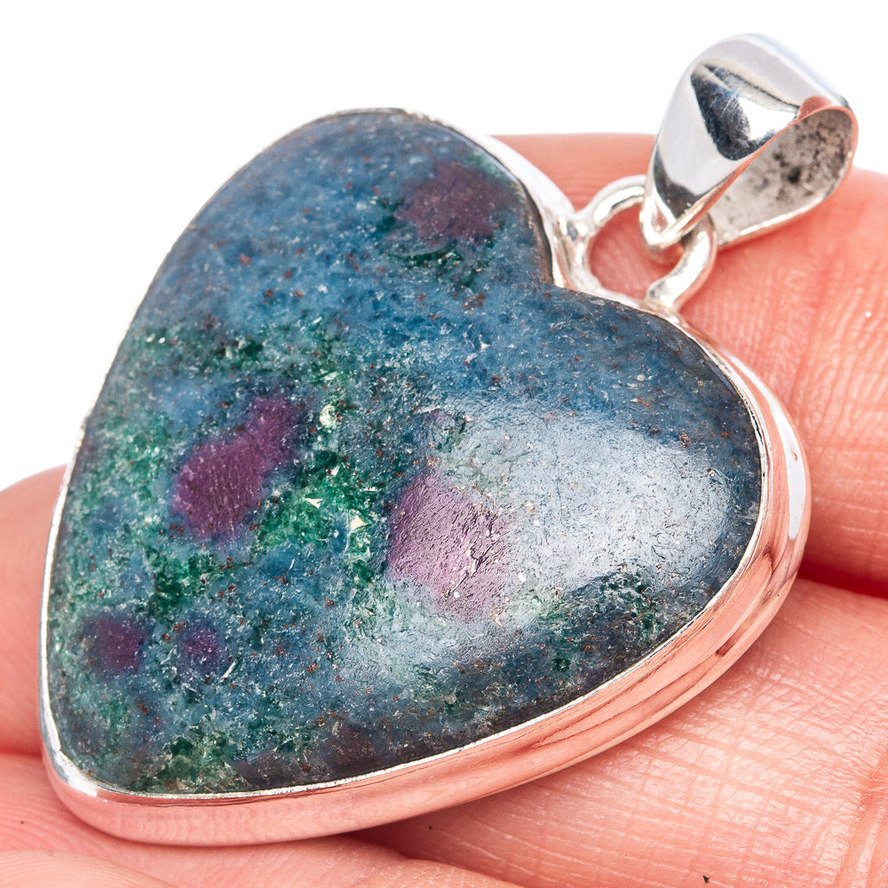 Ruby Kyanite Heart Pendant 1 1/2" (925 Sterling Silver) P41476