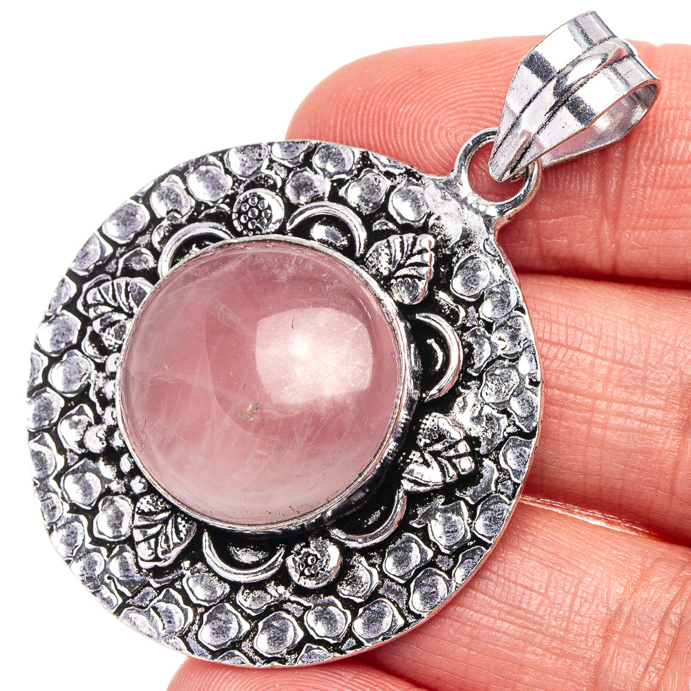 Rose Quartz Pendant 2" (German Silver)