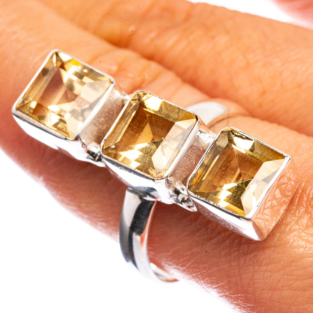 Large Faceted Citrine 925 Sterling Silver Ring Size 9.5