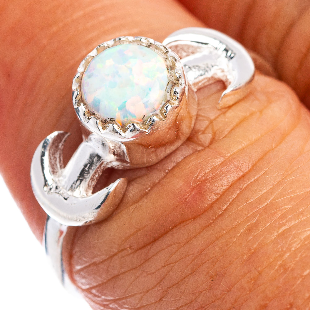 Lab Opal Dainty Ring Size 7.25 (.925 Sterling Silver)