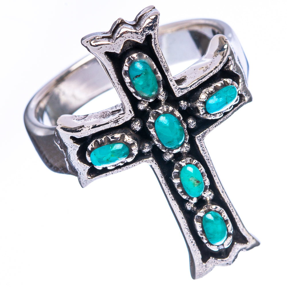 Rare Arizona Turquoise Cross Ring Size 7.25 (925 Sterling Silver) R2388