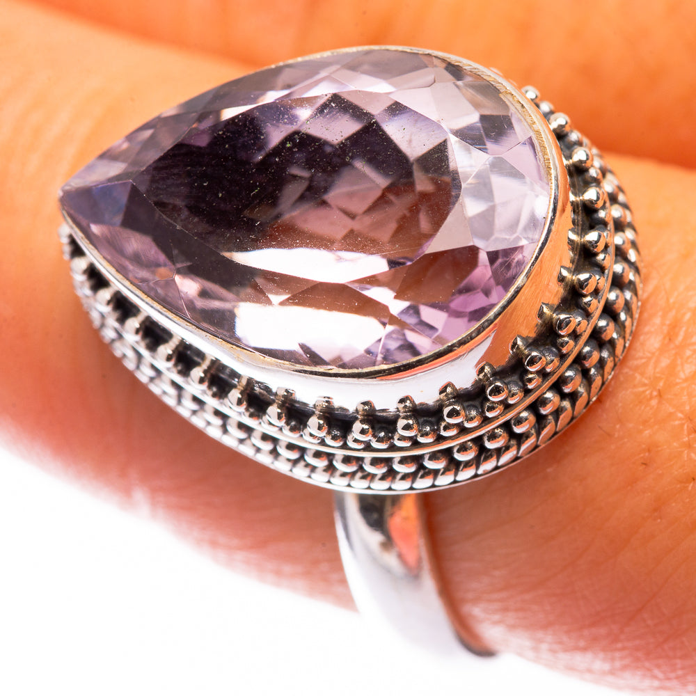 Faceted Pink Amethyst Ring Size 8.5 (925 Sterling Silver) R141090