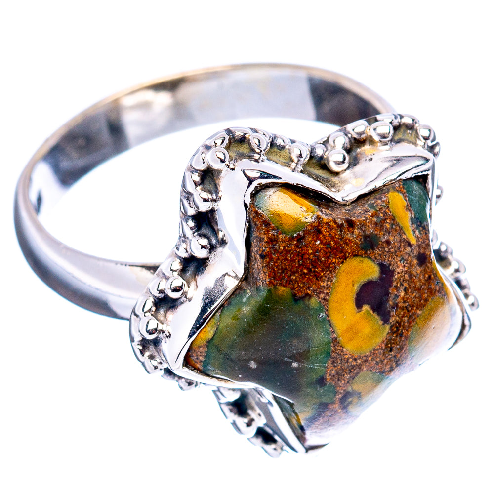 Bamboo Jasper Star Ring Size 6.5 (.925 Sterling Silver)
