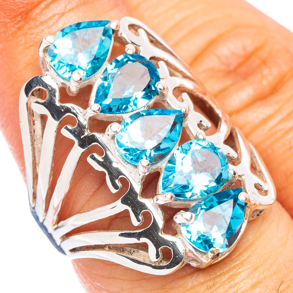 Blue Topaz Ring Size 6.75 (925 Sterling Silver) R7410