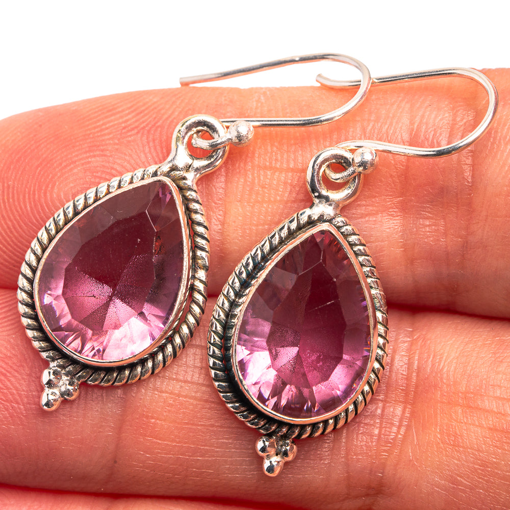 Faceted Alexandrite (Lab.) Earrings 1 3/8" (925 Sterling Silver) E432396
