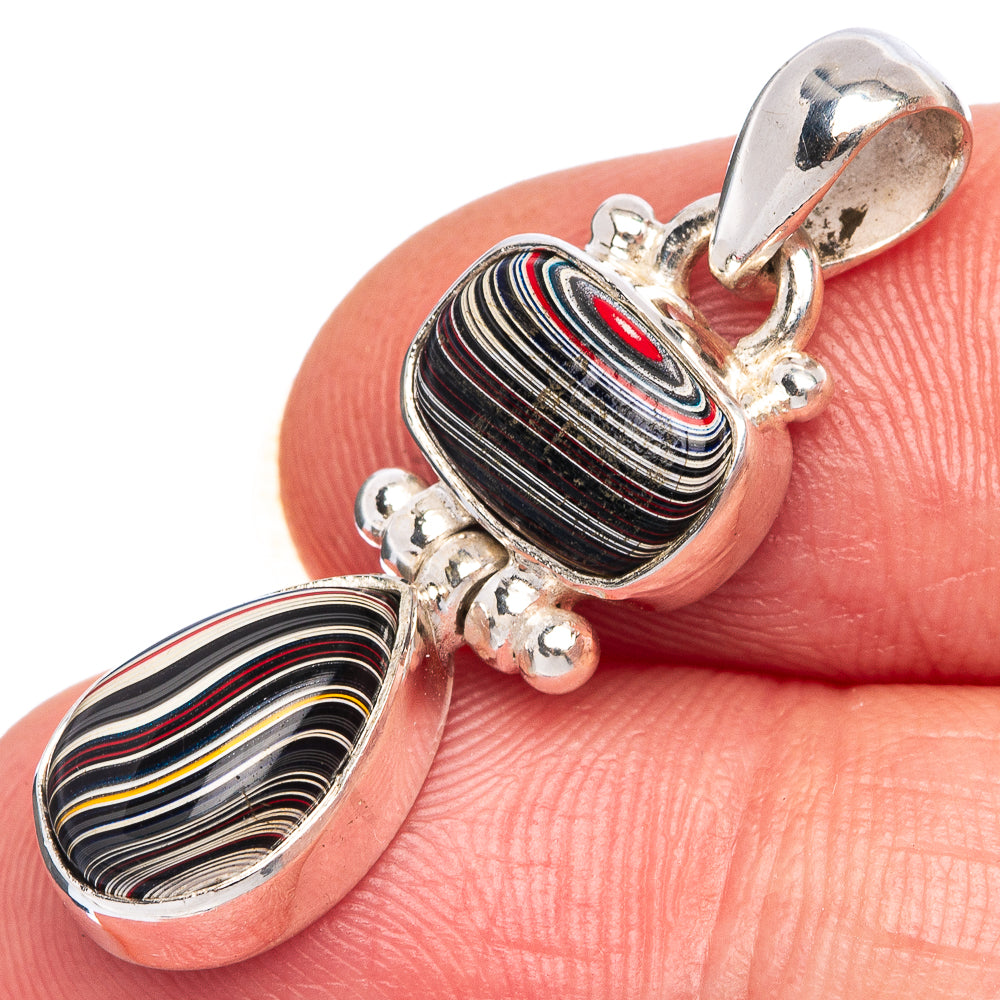 Rare Fordite Pendant 1 1/4" (925 Sterling Silver) P39952