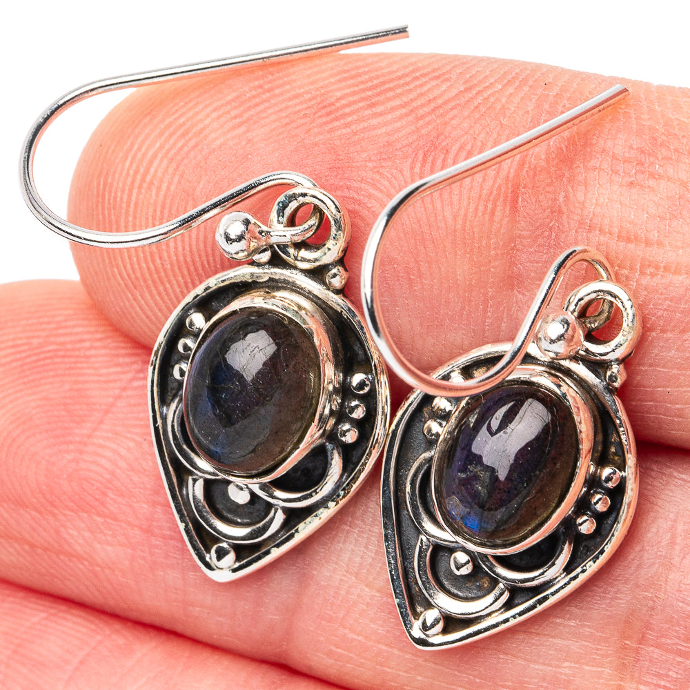 Labradorite Earrings 1 1/4" (925 Sterling Silver) E3113
