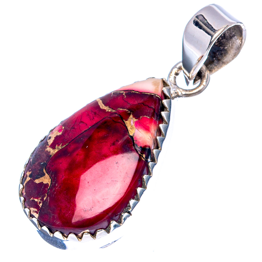 Red Dahlia Mohave Turquoise Pendant 1 3/8" (.925 Sterling Silver)