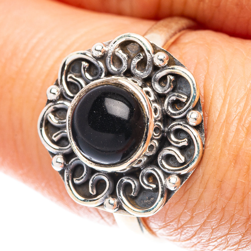 Black Onyx Ring Size 7.5 (925 Sterling Silver) R5643
