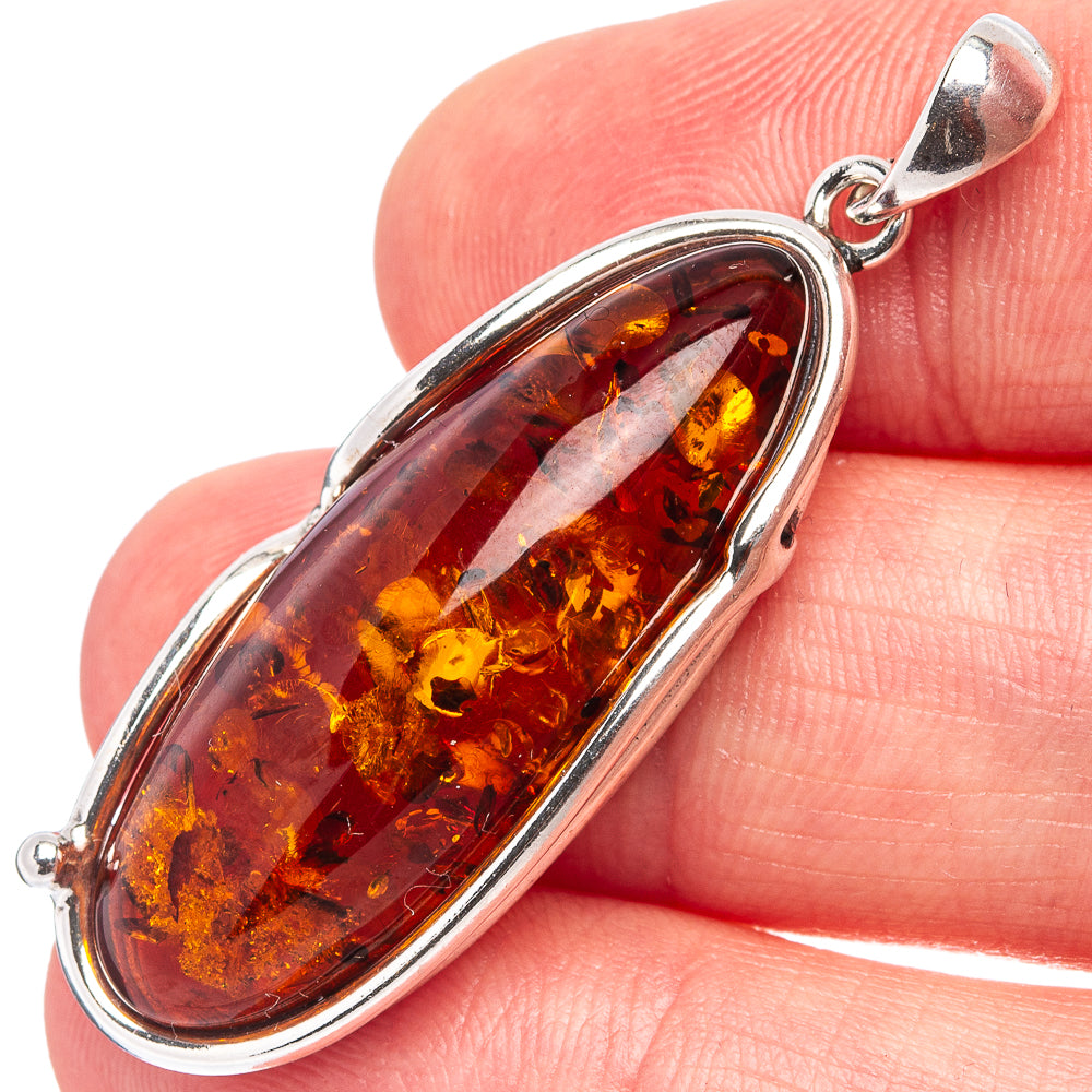 Baltic Amber Pendant 1 3/4" (.925 Sterling Silver)