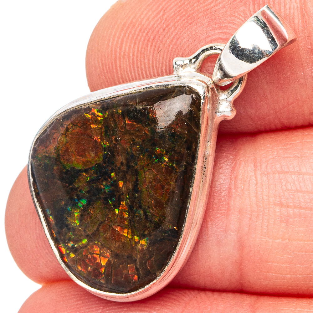 Rare Canadian Ammolite Pendant 1 1/4" (.925 Sterling Silver)