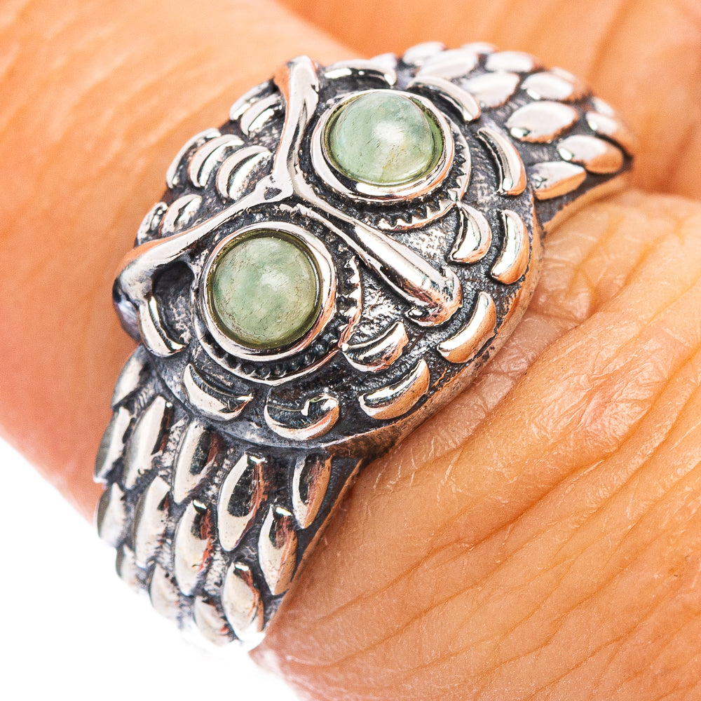 Amazonite Owl Dainty Ring Size 6.75 (.925 Sterling Silver)