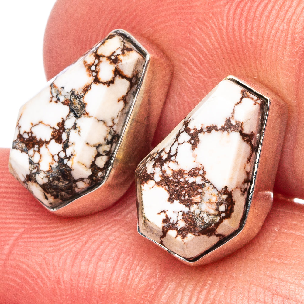 Faceted Wild Horse Jasper Earrings 1/2" (925 Sterling Silver) E1608