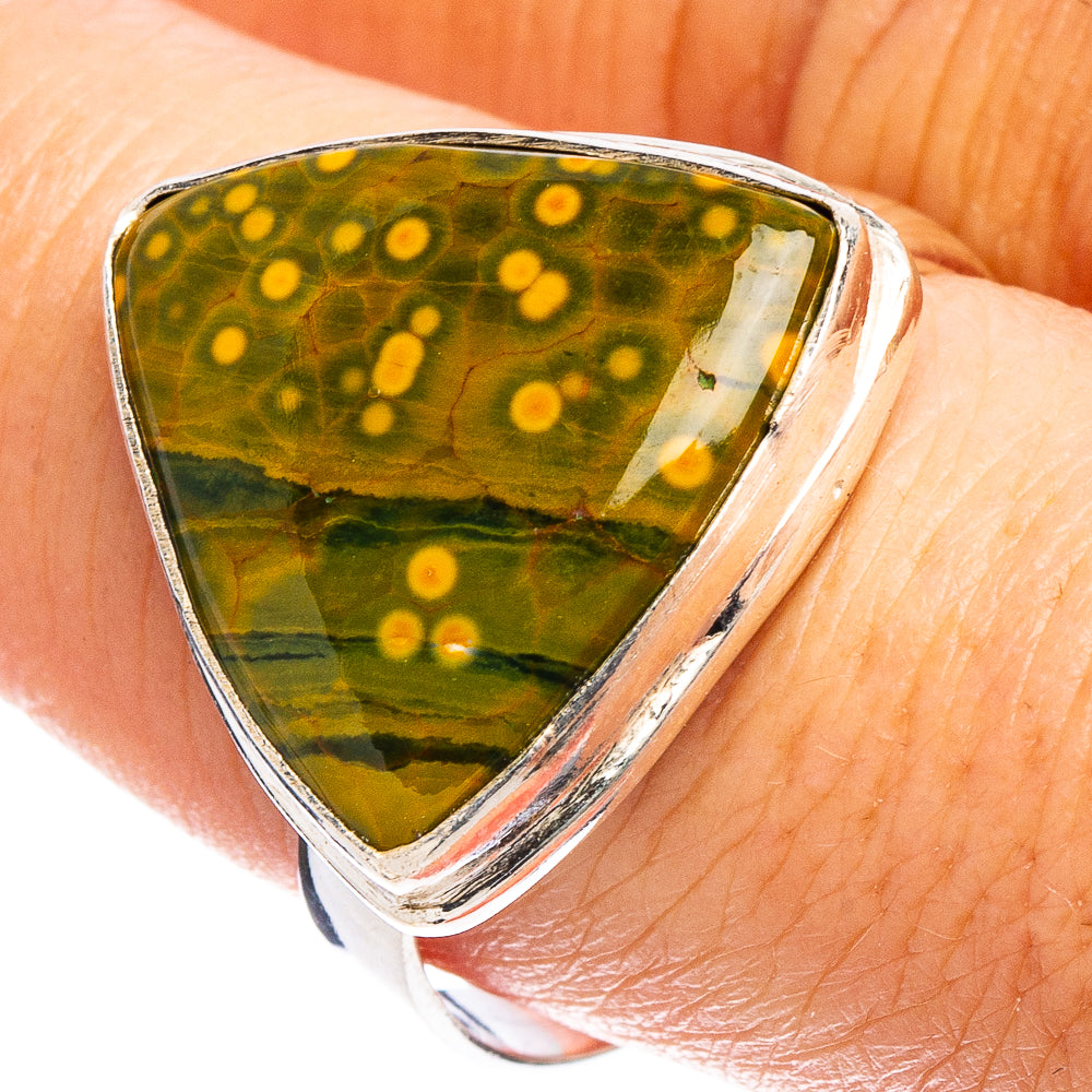 Ocean Jasper Ring Size 10.5 (.925 Sterling Silver)