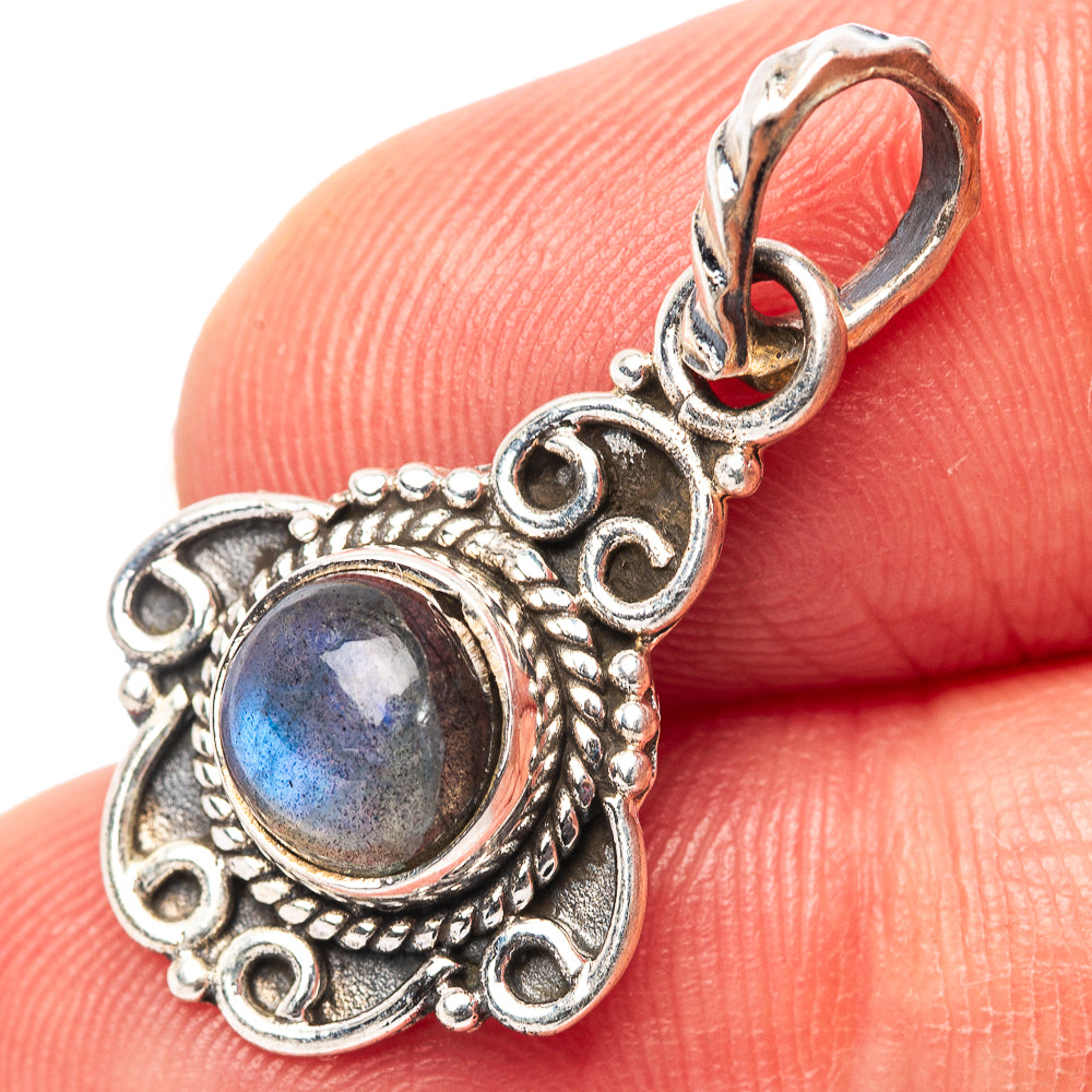 Dainty Labradorite Pendant 1 1/8" (.925 Sterling Silver)