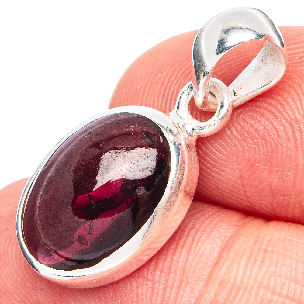 Dainty Garnet Pendant 1 1/8" (925 Sterling Silver) P45325