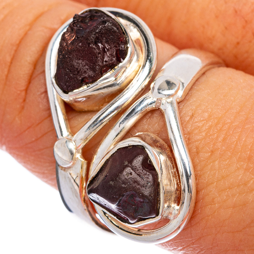 Rough Garnet Ring Size 9 Adjustable (925 Sterling Silver) R145330