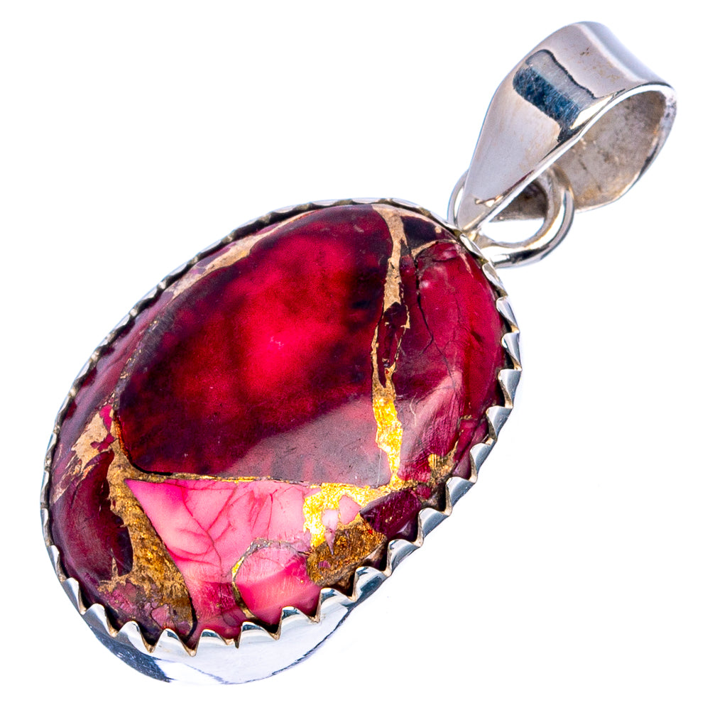 Red Dahlia Mohave Turquoise Pendant 1 1/4" (.925 Sterling Silver)