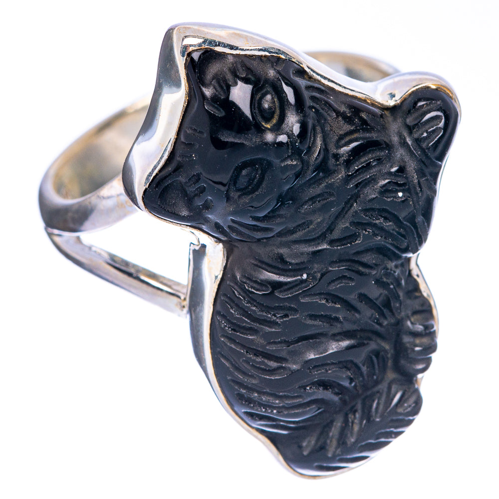Black Onyx Cat Ring Size 7.75 (925 Sterling Silver) R144550