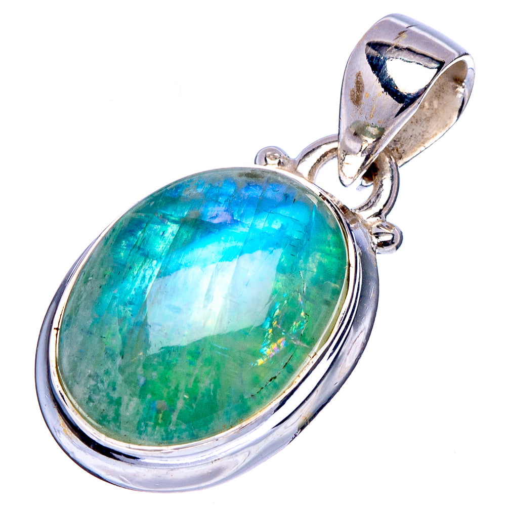 Green Moonstone Pendant 1 1/8" (.925 Sterling Silver)
