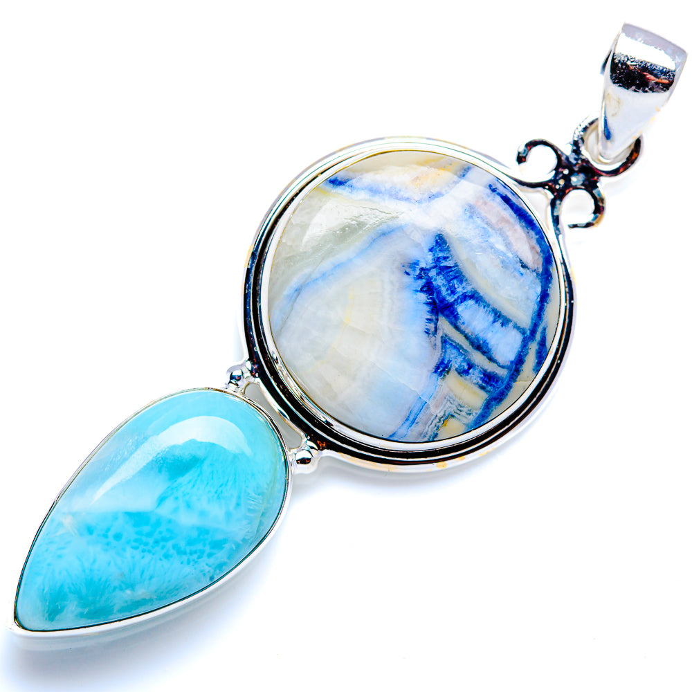 Blue Scheelite, Larimar Pendant 2 1/2" (925 Sterling Silver) PD38257