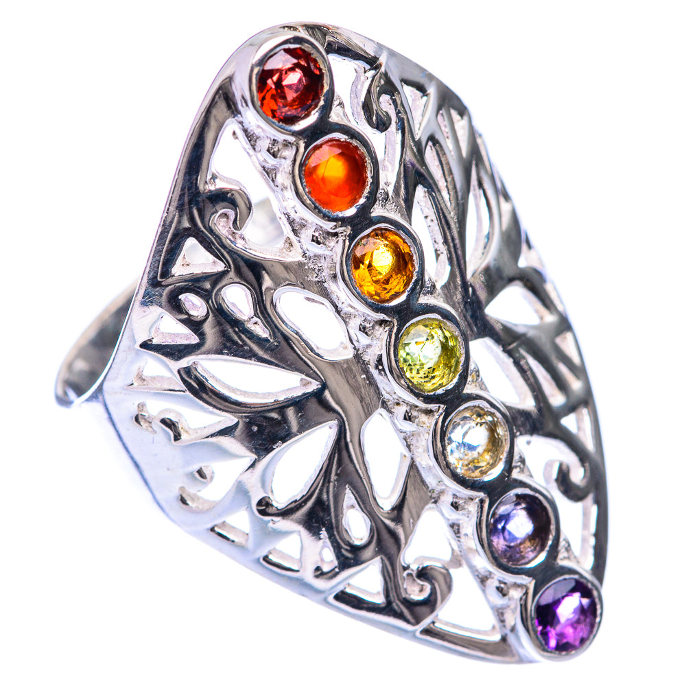 Rainbow Chakra Ring Size 8.75 (925 Sterling Silver) R141295