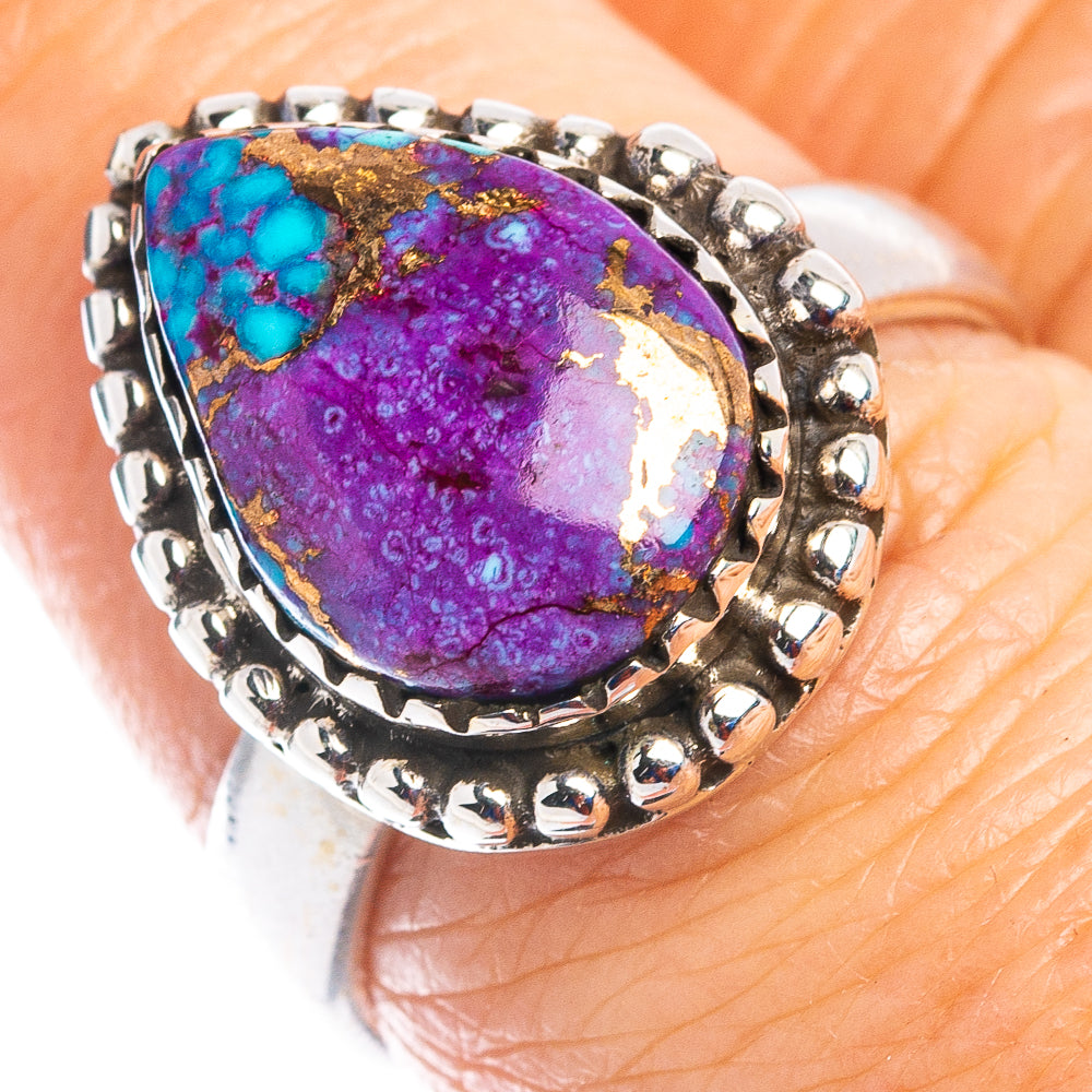 Purple Copper Turquoise Ring Size 7 (.925 Sterling Silver)