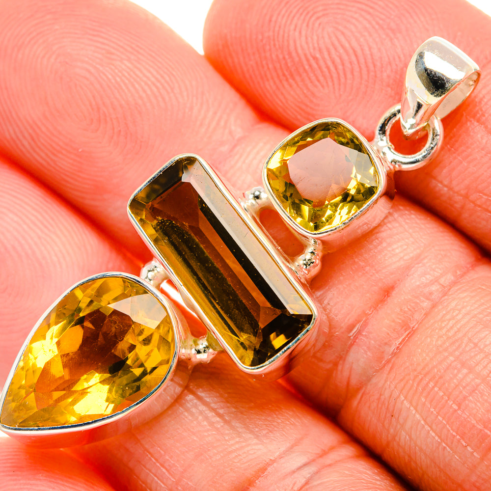 Faceted Citrine 925 Sterling Silver Pendant 2" (925 Sterling Silver) PD38327