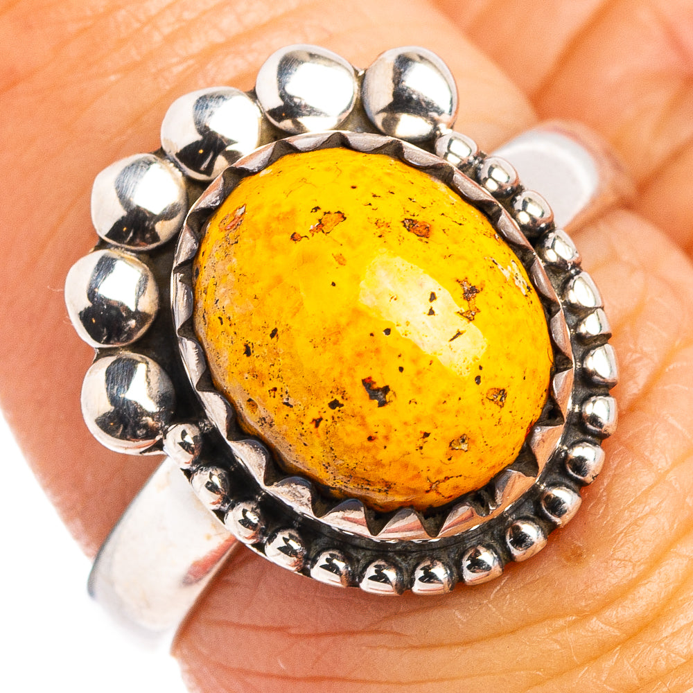 Bumblebee Jasper Ring Size 6.75 (.925 Sterling Silver)