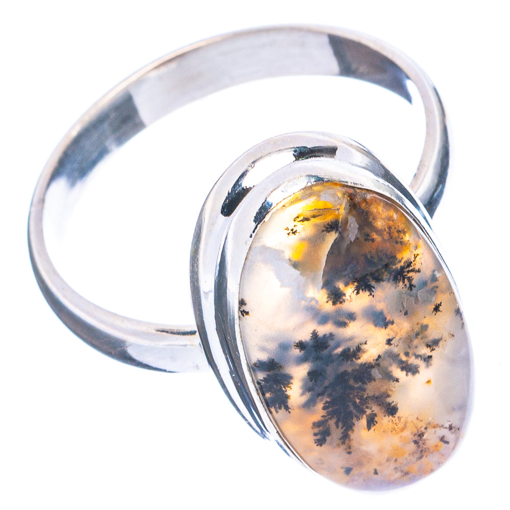 Scenic Dendritic Agate Ring Size 10 (.925 Sterling Silver)