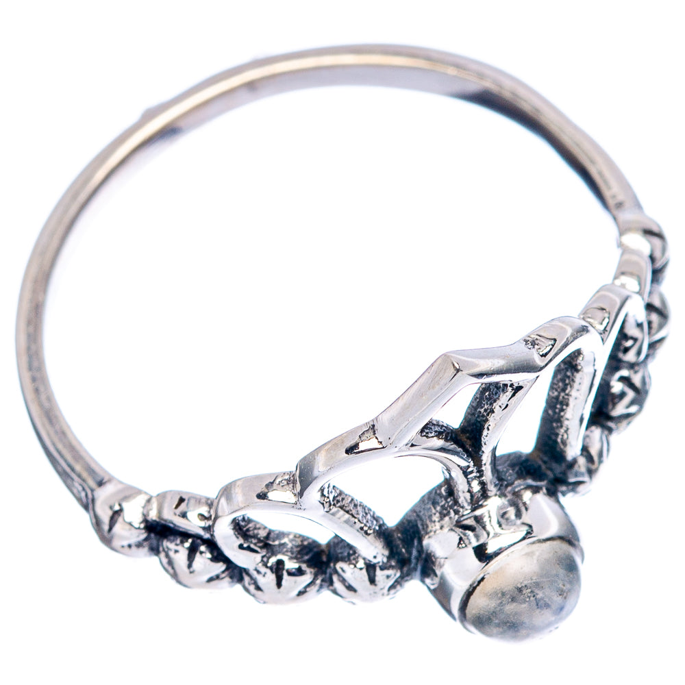 Rainbow Moonstone Crown Dainty Ring Size 7.75 (.925 Sterling Silver)