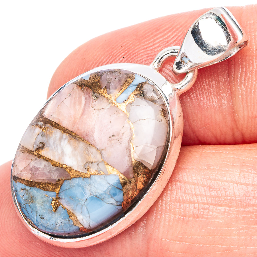 Pink Opal In Kyanite Pendant 1 3/8" (925 Sterling Silver) P42434