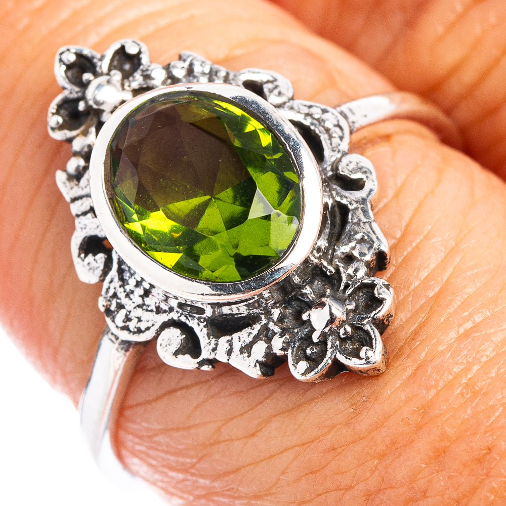 Peridot Dainty Ring Size 8 (.925 Sterling Silver)
