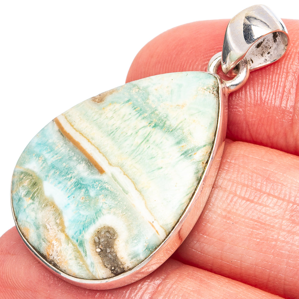 Blue Aragonite Pendant 1 1/2" (925 Sterling Silver) P43287