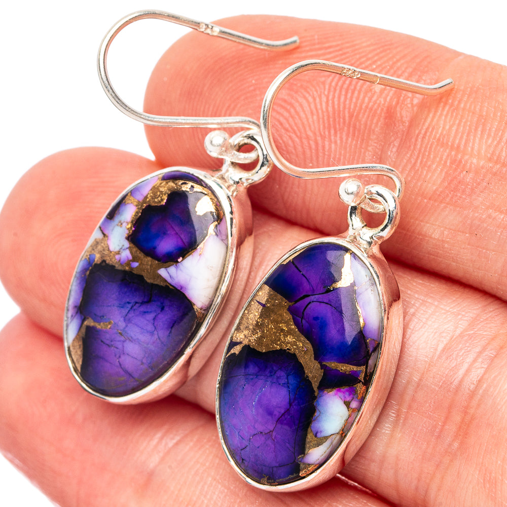 Purple Copper Composite Turquoise Earrings 1 3/8" (925 Sterling Silver) E2587