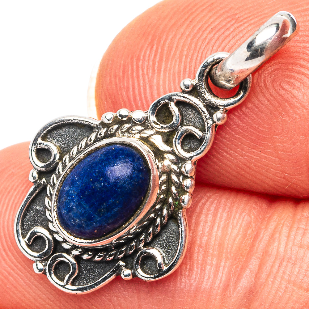 Lapis Lazuli Dainty Pendant 1" (.925 Sterling Silver)