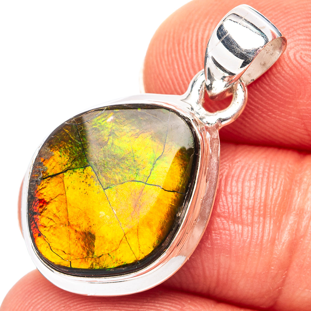 Premium Canadian Ammolite Pendant 1 1/8" (.925 Sterling Silver)