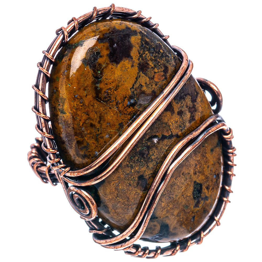 Hungarian Agate Wire Wrap Ring Size 6 (Oxidized Copper)