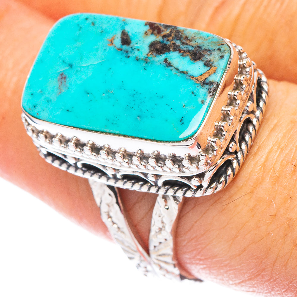 Rare Persian Turquoise Ring Size 8 (925 Sterling Silver) R7485