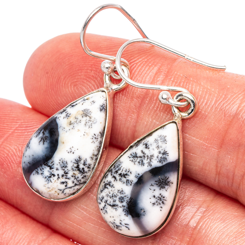 Dendritic Opal Earrings 1 3/8" (925 Sterling Silver) E1692