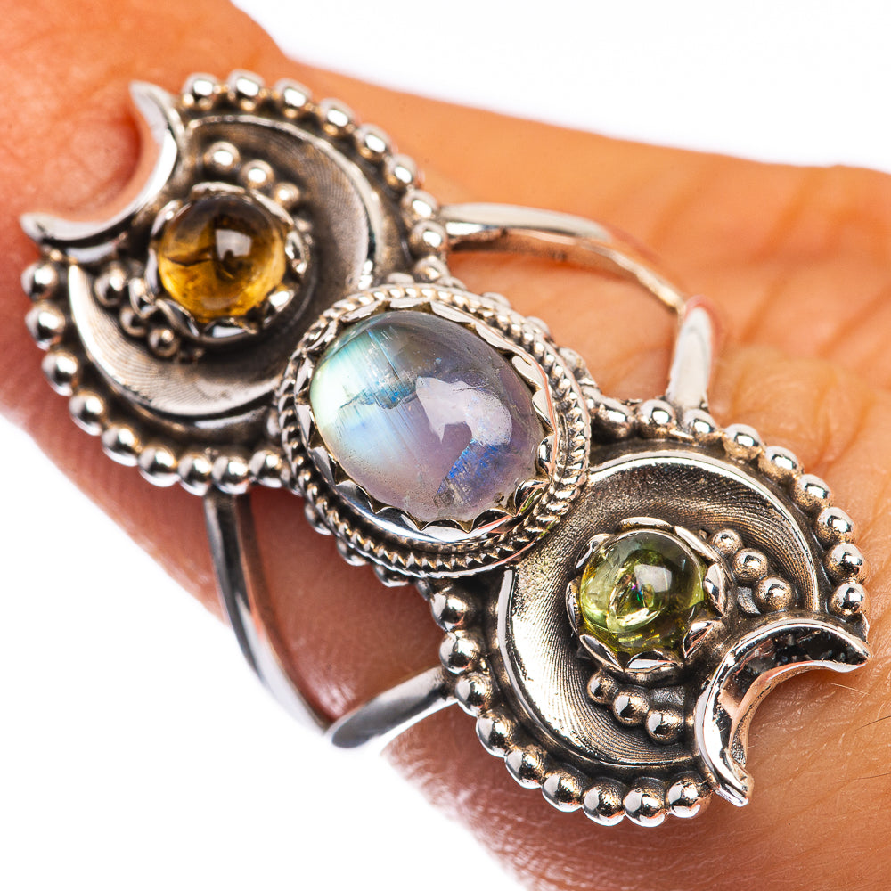 Labradorite, Citrine, Peridot 925 Sterling Silver Ring Size 6.25