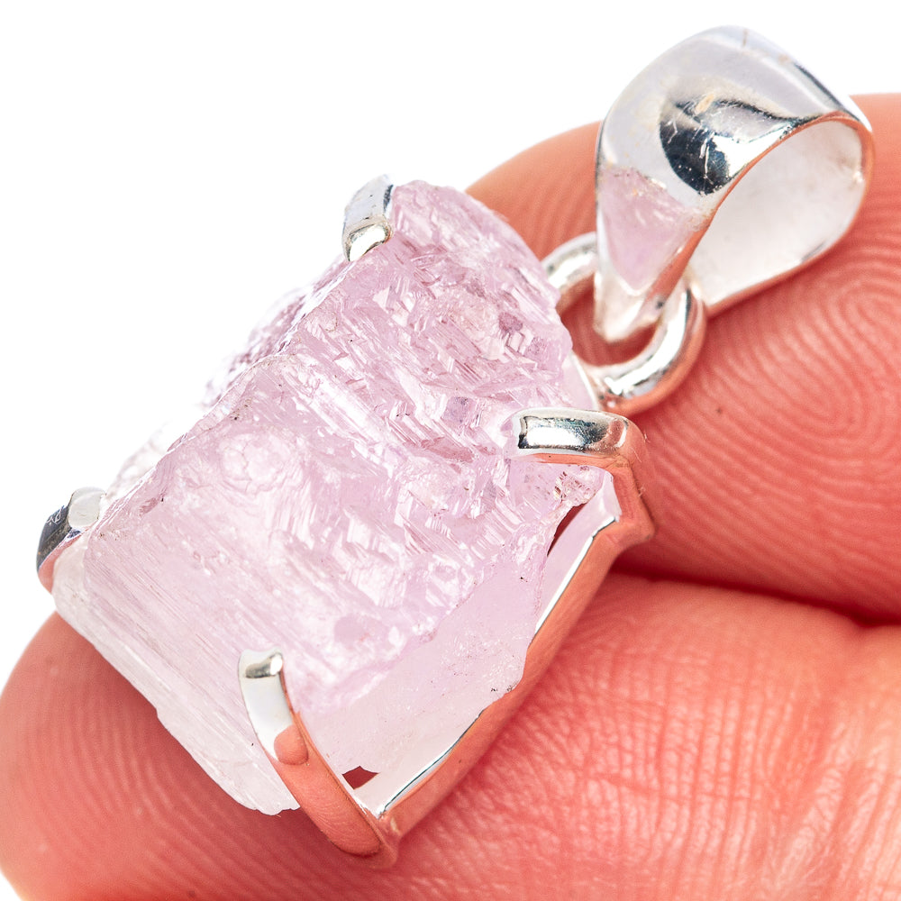 Raw Kunzite Pendant 1 1/8" (925 Sterling Silver) P41666