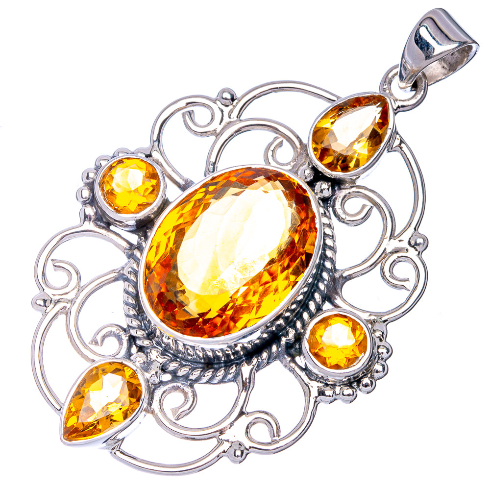 Signature Faceted Citrine Pendant 2" (925 Sterling Silver) P41191