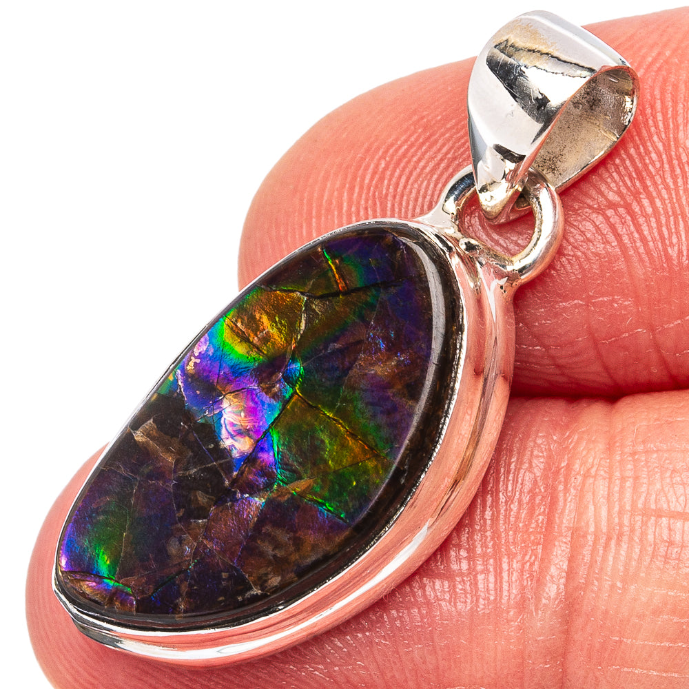 Rare Canadian Ammolite Pendant 1 1/4" (.925 Sterling Silver)
