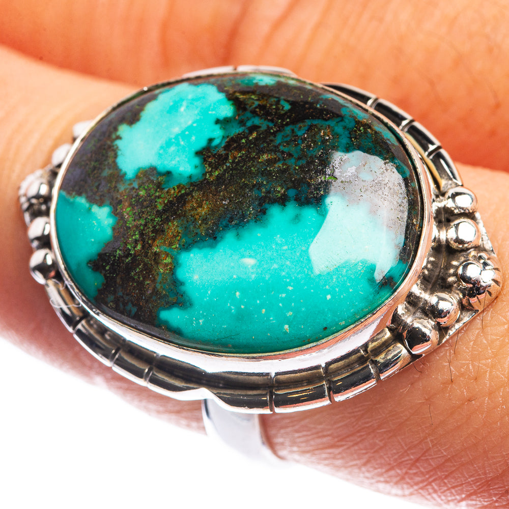 Large Tibetan Turquoise Ring Size 8.5 (925 Sterling Silver) R144164