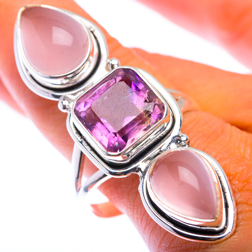 Huge Amethyst, Rose Quartz Ring Size 11.75 (925 Sterling Silver) RING140008