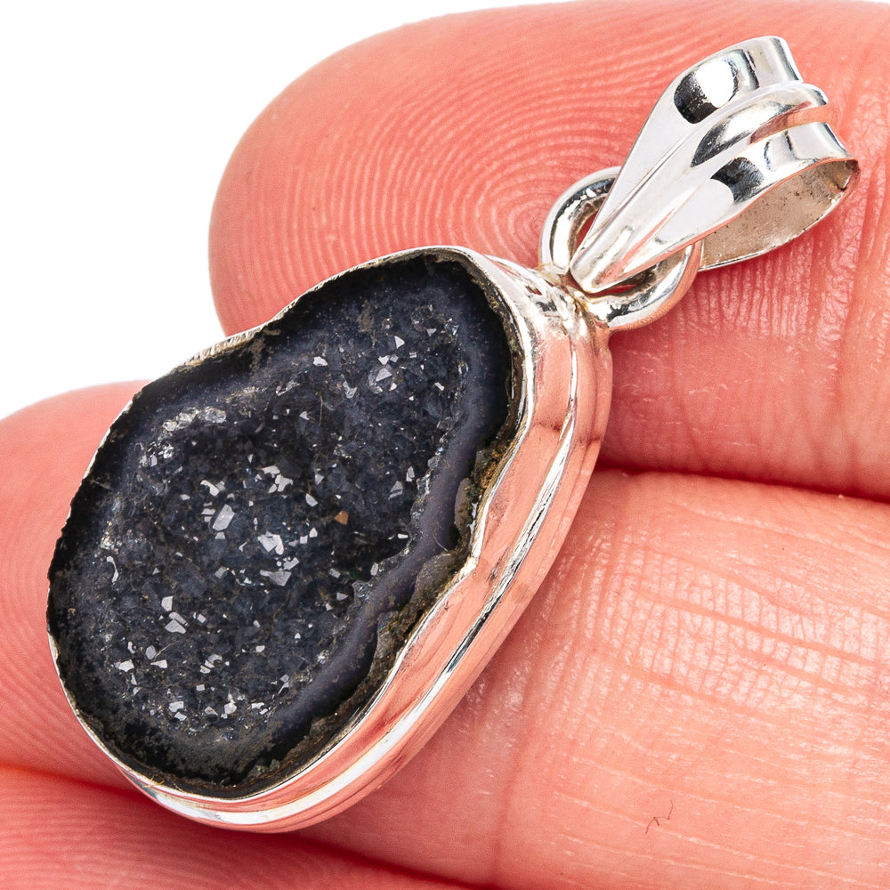 Coconut Geode Druzy Pendant 1 1/4" (925 Sterling Silver) P40535