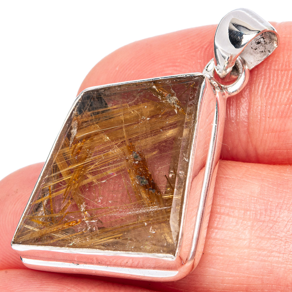 Half Star Rutile Pendant 1 1/2" (925 Sterling Silver) P41287